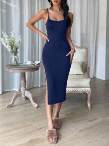 SHEIN Essnce Solid Split Thigh Cami Dress