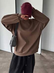 DAZY Heart Cut Out Drop Shoulder Sweatshirt - Khaki - View 2