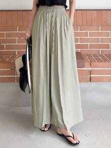 DAZY Chất rắn Túi nghiêng Quần ống rộng - Màu Khaki - Xem 4