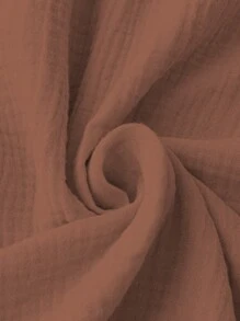 SHEIN Holidaya 大碼素色彈性腰帶喇叭半身裙 - 棕色 - 查看 3