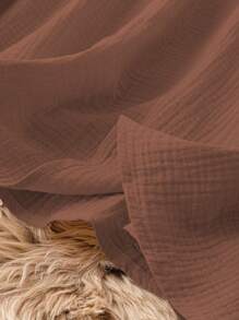 SHEIN Holidaya 大碼素色彈性腰帶喇叭半身裙 - 棕色 - 查看 5