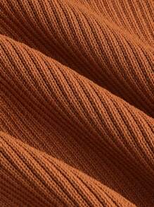 Flirla Plus Solid Ribbed Knit Top - Brown - View 3