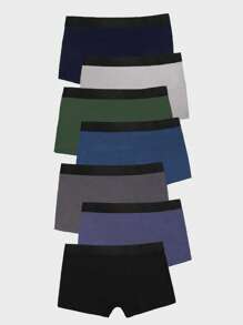 Men 7pcs Slogan Graphic Contrast Tape Boxer Brief - Multicolor - View 2