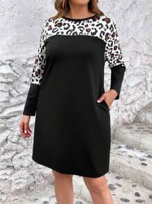 SHEIN LUNE Hơn In hoa Báo Túi nghiêng Đầm - màu đen - Xem 2