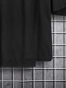 Claim Dot 寬鬆版式男士純色下垂肩t恤和短褲套裝 - 黑色 - 查看 3
