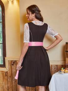 Chiquease 花卉刺繡前繫帶連衣裙不帶上衣 - 彩色 - 查看 2