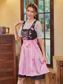 Chiquease 花卉刺繡前繫帶連衣裙不帶上衣 - 彩色 - 查看 3