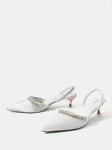 SheIn Belle 時尚單高跟鞋適合女士,合適的適用於戶外穿戴 - 白色 - 查看 5