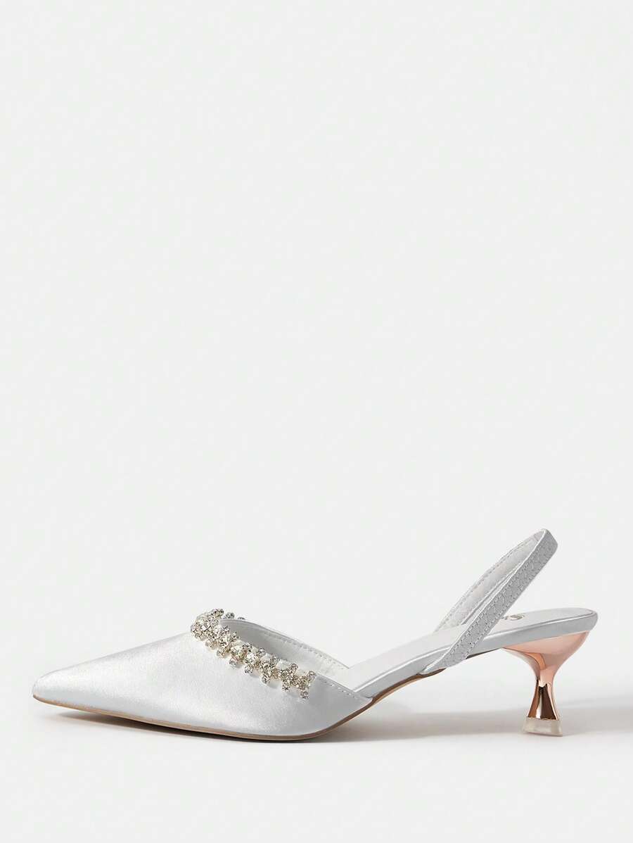 SheIn Belle 時尚單高跟鞋適合女士,合適的適用於戶外穿戴 - 白色 - 查看 1