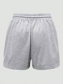 INAWLY 卡通和字母圖案腰部抽繩短褲 - 淺灰色 - 查看 2