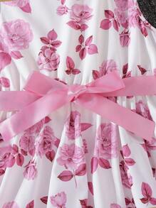 Tween Girl Floral Print Dress & Button Up Ruffle Trim Jacket,Holiday,Summer,Travel - Pink - View 5