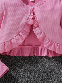 Tween Girl Floral Print Dress & Button Up Ruffle Trim Jacket,Holiday,Summer,Travel - Pink - View 6