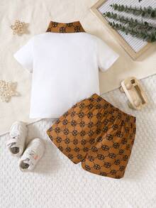 男嬰拼接領POLO衫&短褲 - 彩色 - 查看 2