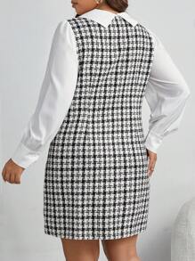 Celure Plus Plaid Print Tie Front Dress