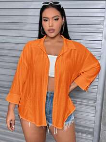 SHEIN EZwear Plus Solid Drop Shoulder Shirt