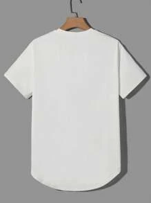 Men Solid Curved Hem Tee - White - View 2