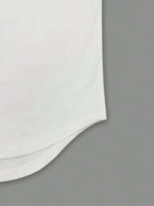 Men Solid Curved Hem Tee - White - View 3