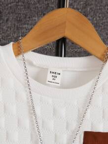 SHEIN Chàng trai trẻ Chi tiết Patched thư Áo nỉ & Chi tiết về Flap Quần - Nhiều màu - Xem 5