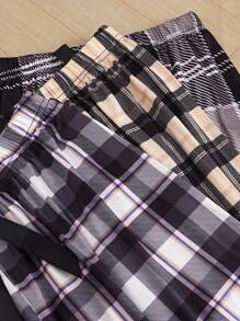 3pcs Plaid Print Sleep Trousers - Multicolor - View 5