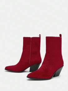 SheIn SXY Christmas Date Thick Heel Women Fashion Boots