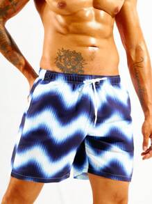 Surfspeed 男士鋸齒形印花腰部抽繩泳褲 - 彩色 - 查看 1