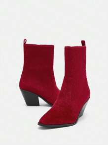 SheIn SXY Christmas Date Thick Heel Women Fashion Boots
