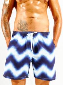 Surfspeed 男士鋸齒形印花腰部抽繩泳褲 - 彩色 - 查看 4