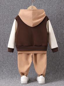 SHEIN 3件套 男童休閒刺繡外套連帽衛衣長褲秋冬運動裝 - 彩色 - 查看 2