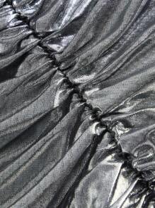 SHEIN ICON Vestido de cuello alto de muslo con abertura de color metálico - Plateado - Ver 6