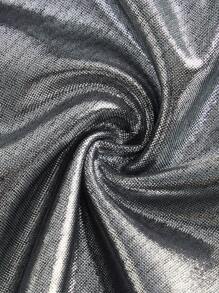 SHEIN ICON Vestido de cuello alto de muslo con abertura de color metálico - Plateado - Ver 7