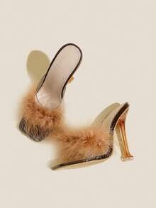 Zapatos de tacón de aguja transparentes de moda para primavera/verano, con tacones altos delgados, adecuados para ocasiones al aire libre - Marrón - Ver 2