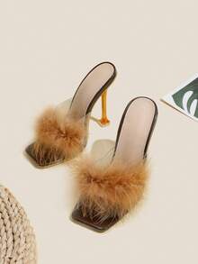 Zapatos de tacón de aguja transparentes de moda para primavera/verano, con tacones altos delgados, adecuados para ocasiones al aire libre - Marrón - Ver 3