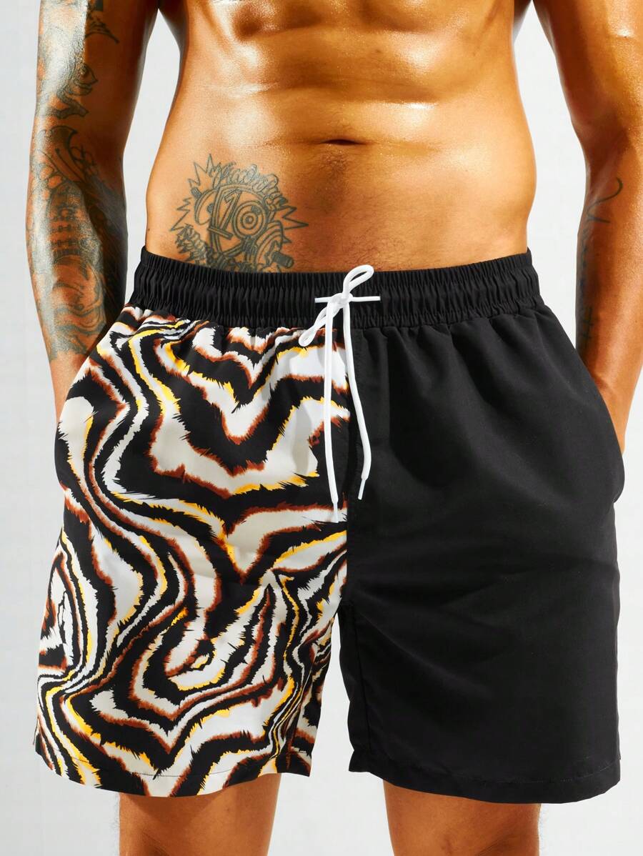 Surfspeed 男士圖案印花腰部抽繩泳褲 - 彩色 - 查看 1