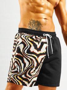 Surfspeed 男士圖案印花腰部抽繩泳褲 - 彩色 - 查看 5