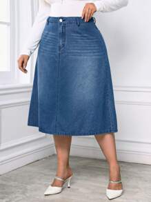 SHEIN Privé Plus High Waist Denim Skirt