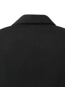 SHEIN Young Boy's Gentleman Two-Piece Suit, Double-Breasted Contrast Button Blazer & Dress Pants, Elegant And Formal Wear For Birthday Party, Evening Party, Wedding, Baptism, One-Month Celebration, One Year Old Birthday, Wedding Season - Black - View 7