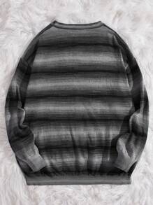 Manfinity VCAY Áo khoác cardigan nam họa tiết sọc cài nút phía trước dáng rộng, dành cho mùa thu đông - Nhiều màu - Xem 2