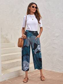 EMERY ROSE In hoa Báo Túi nghiêng Quần Capris - màu đen - Xem 5