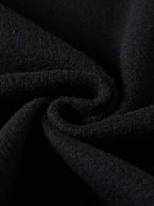 SHEIN EZwear 字母圖案加絨內裏運動衫 - 黑色 - 查看 3