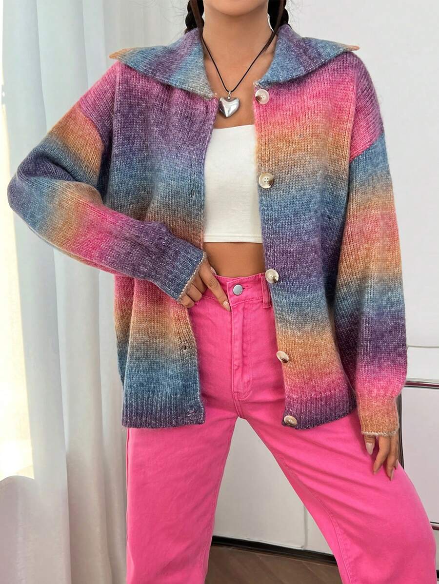 SHEIN EZwear Bóng Thả vai Áo len Mở - Nhiều màu - Xem 1