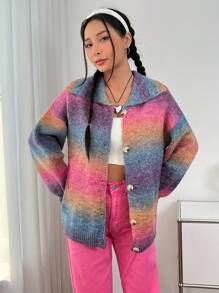 SHEIN EZwear Bóng Thả vai Áo len Mở - Nhiều màu - Xem 5