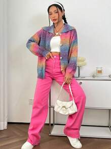 SHEIN EZwear Bóng Thả vai Áo len Mở - Nhiều màu - Xem 6