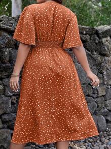 SHEIN Clasi Plus Polka Dot Print Butterfly Sleeve Dress