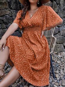 SHEIN Clasi Plus Polka Dot Print Butterfly Sleeve Dress