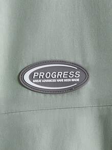 Manfinity RebelGame 男士加大碼寬鬆字母拼接半拉鍊連帽夾克 - 薄荷綠 - 查看 4