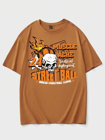 Street Life Homme T-shirt slogan & Imprimé Tête De Mort