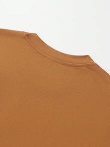 ROMWE MEN Street Life 男士標語&骷髅頭圖案T恤 - 芥末黃 - 查看 5