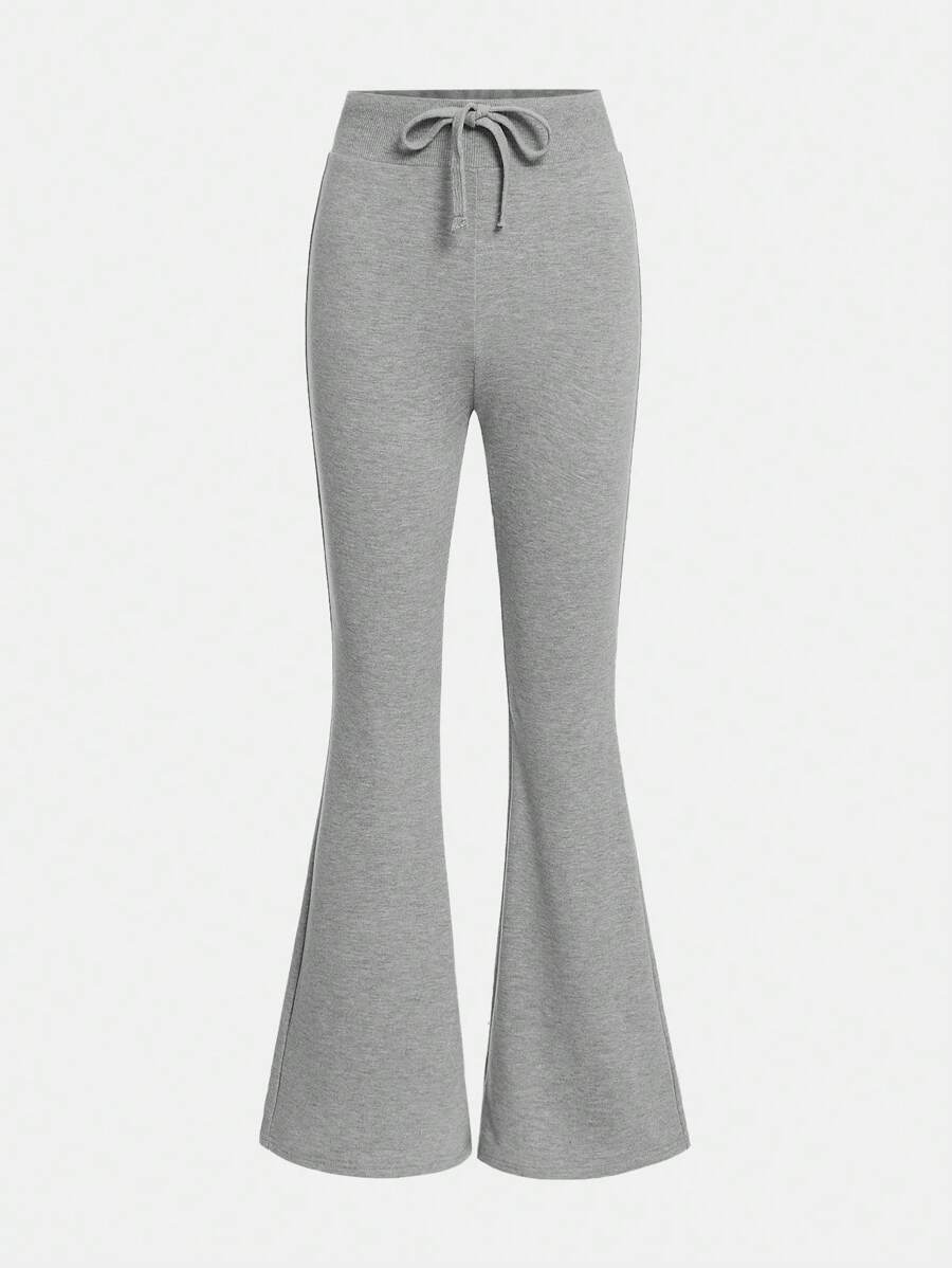 SHEIN Teen Girl Drawstring Waist Solid Sweatpants - Light Grey - View 1