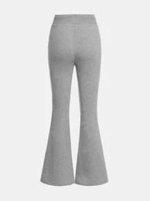 SHEIN Teen Girl Drawstring Waist Solid Sweatpants - Light Grey - View 2