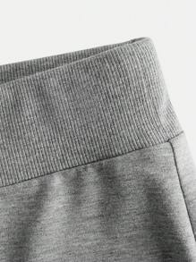 SHEIN Teen Girl Drawstring Waist Solid Sweatpants - Light Grey - View 4